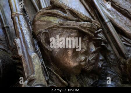 Restauration de la sculpture de relief en bronze de Robert Gould Shaw et du monument commémoratif du 54ème Régiment sur le sentier de la liberté à Boston, Massachusetts Banque D'Images