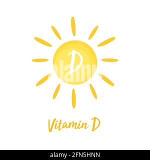 La vitamine D'icône de signe du soleil. Vector Illustration Illustration de Vecteur