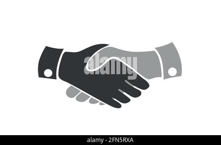 Icône de vecteur plat de l'accord de poignée de main d'entreprise isolée sur blanc. Illustration de Vecteur