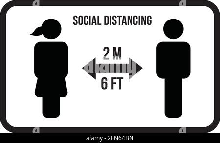 Symbole de distance sociale vecteur de symbole garder le signe de distance de sécurité dans illustration d'un pictogramme de glyphe Illustration de Vecteur