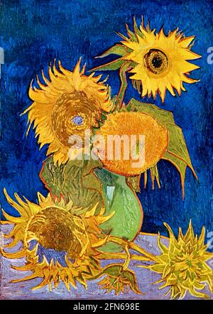Œuvre d'art de Vincent van Gogh - six tournesols. Banque D'Images