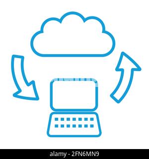 Ordinateur et nuage avec flèches. Chargement et téléchargement de fichiers. Illustration vectorielle. Illustration de Vecteur