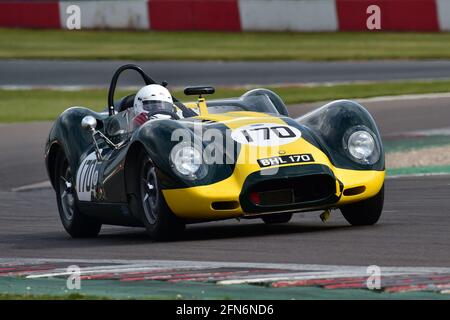 Peter Ratcliff, Lister Knobbly, Trophée de Woodcote RAC, Trophée de mousse Stirling, pour les voitures de sport avant 61, Festival historique de Donington, Parc Donington, Engl Banque D'Images