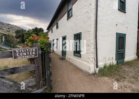 Entrée au centre d'accueil historique de Scorpion Ranch on Santa Cruz Island dans le parc national des îles Anglo-Normandes près Ventura et Los Angeles Calif Banque D'Images