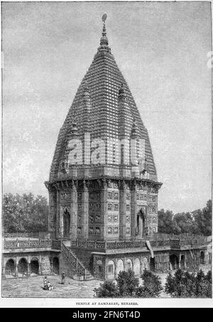 Gravure du temple de Ramnagar, Benares, inde Banque D'Images