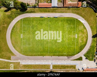 Terrain de football vide stade aérien vue du haut vers le bas sport concept Banque D'Images