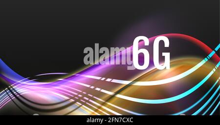 Composition de texte de 6 g sur des traînées de lumière sur fond noir Banque D'Images