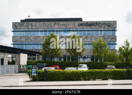 Amstetten, Autriche - Mai 14 2021: Umdasch Group siège ou siège social, la société mère contrôlant Doka, Umdasch Group Ventures et umdasch The Store M. Banque D'Images