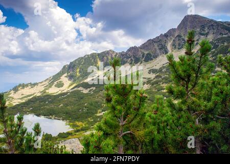 Chemin entre le lac Bezbog et la cabane et le lac Popovo dans le parc national de Pirin, près de Bansko, Bulgarie Banque D'Images