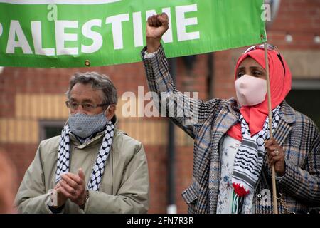 Sheffield, Royaume-Uni: 1er mai 2021 : solidarité avec la Palestine et les Palestiniens contre l'occupation de leur terre à la Journée internationale o Banque D'Images