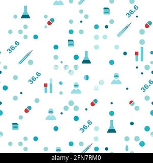 Motif points. Cercles bleus tailles différentes sur fond blanc. Expérience technologique. Illustration vectorielle pour bannière Web, tissu, papier d'emballage Illustration de Vecteur