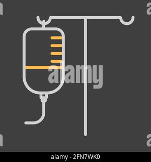 IV icône vecteur du statif sur fond sombre. Médecine et soins de santé, signe de soutien médical. Symbole graphique pour la conception de sites Web médicaux et d'applications, logo, application, Illustration de Vecteur