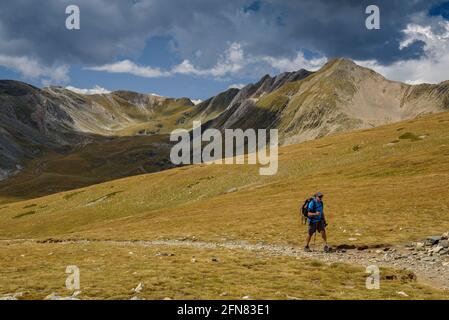 Col de la Marrana. Vue sur la vallée de Freser (Ripollès, Catalogne, Espagne, Pyrénées) Banque D'Images