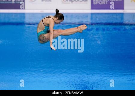 BUDAPEST, HONGRIE - 15 MAI : Kaja Skrzek de Pologne en compétition au Springboard 3M de Womens préliminaire lors des championnats européens de plongée sous-marine LEN à Duna Arena le 15 mai 2021 à Budapest, Hongrie (photo d'Andre Weening/Orange Pictures) Banque D'Images