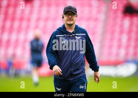 Llanelli, Royaume-Uni. 15 mai 2021. L'entraîneur-chef intérimaire de Scarlets Dai Flanagan avant le match de rugby Scarlets v Cardiff Blues PRO14 Rainbow Cup. Crédit : Gruffydd Thomas/Alay Live News Banque D'Images