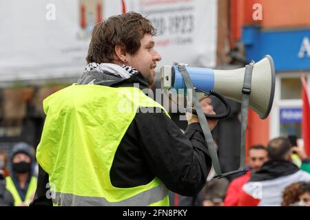 Cork, Irlande. 15 mai 2021. Cork Palestine solidarité protestation, Cork, Irlande. Les manifestants se sont rassemblés aujourd'hui dans les rues de Cork en solidarité avec le peuple palestinien et pour appeler le gouvernement irlandais à contribuer à mettre fin à la violence dans la région où le gouvernement israélien colonise brutalement la région de Sheikh Jarrah à Jérusalem-est. Credit: Damian Coleman/Alay Live News Banque D'Images