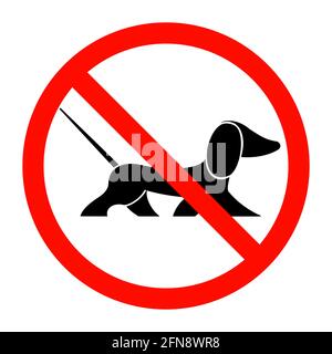 Silhouette noire d'un chien dans un panneau d'interdiction. Dachshund. Illustration vectorielle Illustration de Vecteur