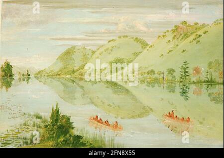 Pittoresques Bluffs au-dessus de Prairie du chien, 1835-1836. Banque D'Images