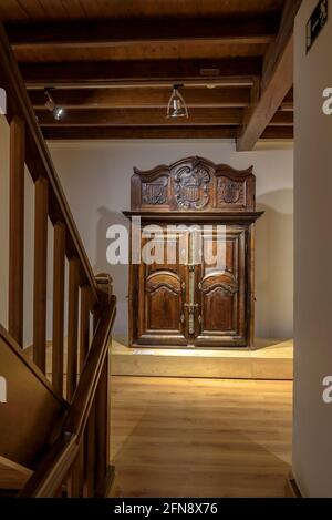 Intérieur du musée, Musèu dera Val d'Aran, à Vielha. Armari des privilèges o des Sies claus (Vallée de l'Aran, Catalogne, Espagne) Banque D'Images