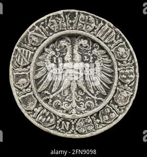 Armoiries autour de l'aigle à double tête [inverse], 1521. Banque D'Images