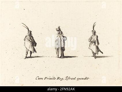 Dame dans le manteau long, et deux Messieurs, probablement 1634. Banque D'Images