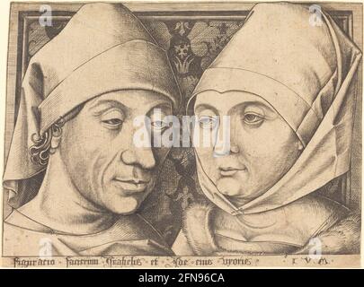 Double portrait d'Israël van Meckenem et de sa femme Ida, c. 1490. Banque D'Images