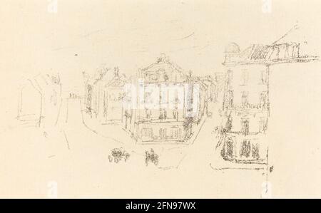 Croquis du procès : Grand rue, Dieppe, c. 1891. Banque D'Images