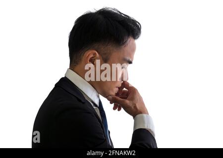 Vue latérale Silhouette d'homme d'affaires avec concept de pensée Banque D'Images