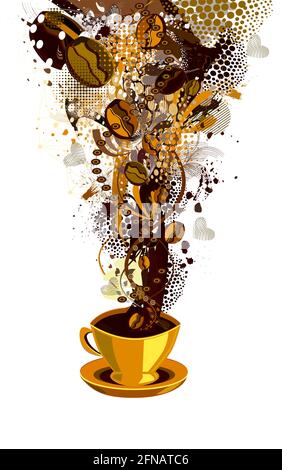 Tasse de café et café d'abstraction. Illustration vectorielle Illustration de Vecteur