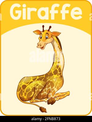 Carte de l'anglais pédagogique de l'illustration Giraffe Illustration de Vecteur