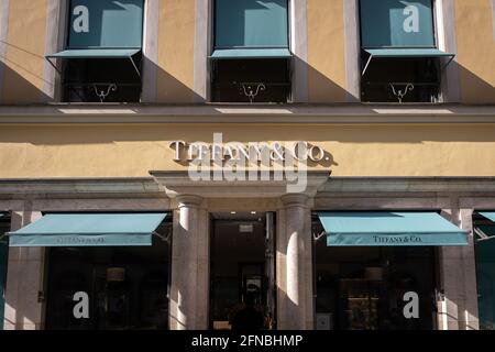 Enseigne Tiffany and Co. Dans le centre-ville de Munich Banque D'Images