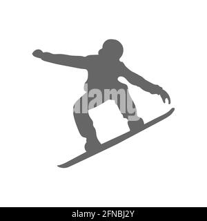 Silhouette d'un snowboardeur. Un athlète sur une planche pour descendre à travers la neige de la montagne. Style plat. Illustration de Vecteur