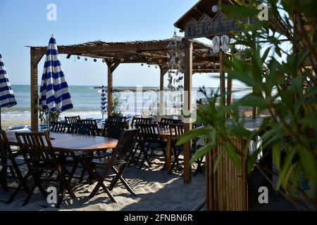 Plage à Palavas les Flots, près de Carnon Plage et Montpellier, Occitanie, Sud de la France Banque D'Images