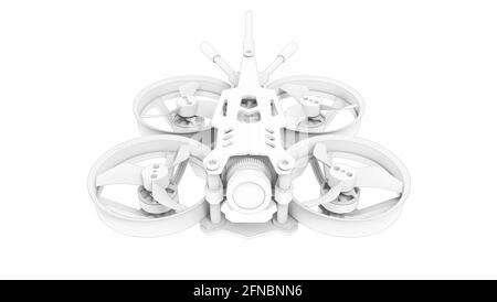 Rendu 3D d'un drone de course outil de tournage cinématographique modèle d'ordinateur sur fond blanc. Banque D'Images