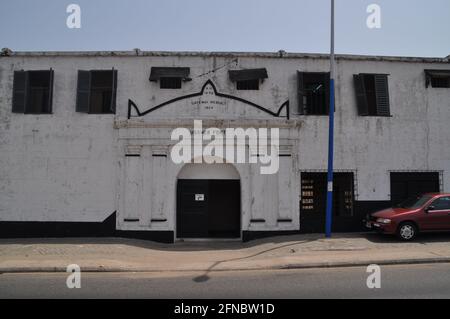 Entrée de l'ancien fort d'Ussher à Accra, Ghana. Banque D'Images