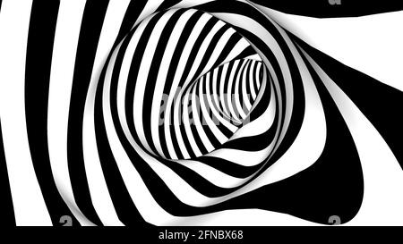 tunnel à rayures 3d illusion optique géométrique capable de passer en boucle sans couture rendu 3d des cercles hypnotiques Banque D'Images