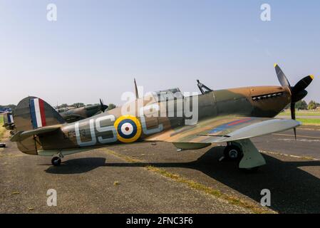 Royal Air Force, RAF, Battle of Britain Memorial Flight, BBMF Hawker Hurricane IIC LF363 en 56 escadron US-C. Spectacle aérien de Biggin Hill Banque D'Images