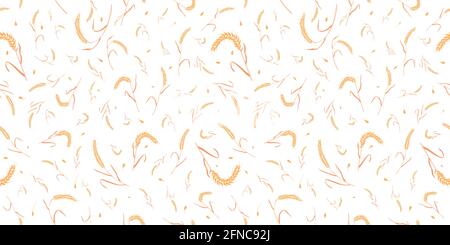 Motif sans couture avec graines de grain entier organique, oreilles naturelles isolées sur fond blanc. Illustration de Vecteur