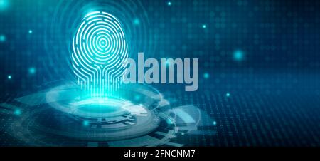 Digital Signature Fingerprint System et Finger scan fournisseur de technologie autorisé. Accès biométrique et vérification des empreintes digitales avec ordinateur. Banque D'Images