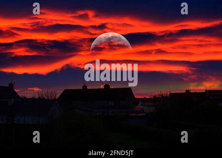 Carrick-on-Suir est la ville du comté de Tipperary. Cette image montre un magnifique coucher de soleil coloré sur la ville. Irlande Banque D'Images