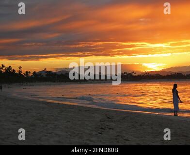 Sonnenuntergang in der Dominikanischen Republik BEI Punta Cana/ République dominicaine Banque D'Images