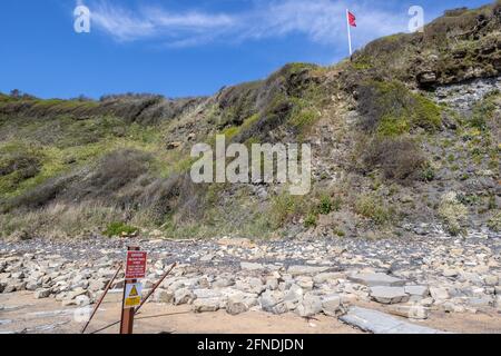 Marqueurs de tir militaire, , Kimmeridge Bay, Isle of Purbeck, Jurassic Coast, Dorset, Royaume-Uni Banque D'Images