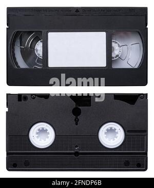 Avant et arrière isolés d'UNE cassette vidéo rétro Vintage Cassette (VHS) sur FOND blanc Banque D'Images