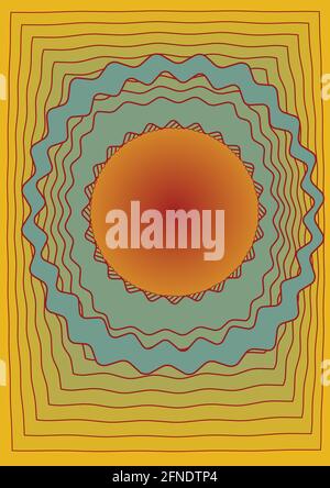 Modèle de couverture abstrait avec espace de cercle dégradé, jaune, vert et rouge, avec formes de contour rouge Illustration de Vecteur