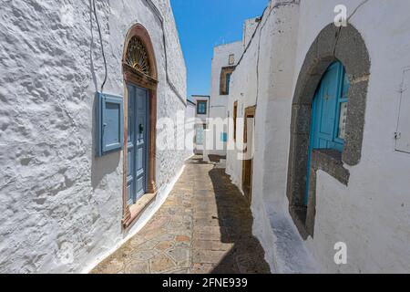 Site classé au patrimoine mondial de l'UNESCO, Monastère de Saint Jean le théologien, Chora, Patmos, Grèce Banque D'Images