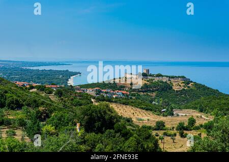 Château de Platamon au pied de l'Olympe, Grèce Banque D'Images