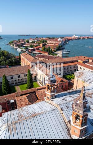 Vue de l'église San Giorgio Maggiore avec l'île, Venise, Vénétie, Italie Banque D'Images