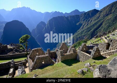 Inca a ruiné la ville, Machu Picchu, province d'Urubamba, Pérou Banque D'Images