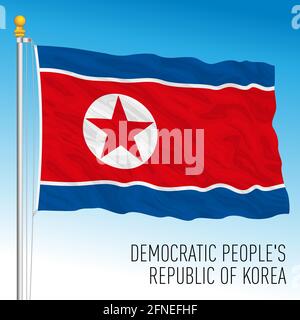 Drapeau national officiel de la Corée du Nord, pays asiatique, illustration vectorielle Illustration de Vecteur