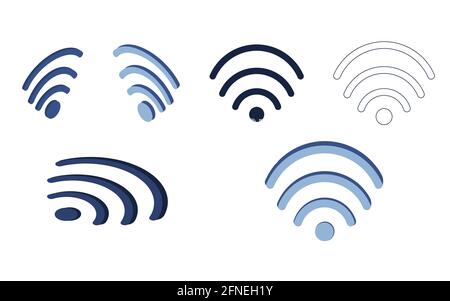 Ensemble d'icônes isométriques du signal Wi-Fi. Illustration de Vecteur